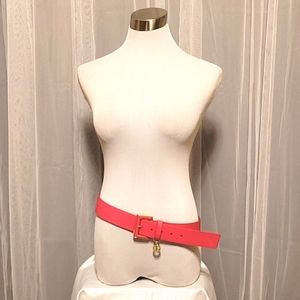 Kate Spade New York Belt Pink Leather Gold-Tone Hardware
